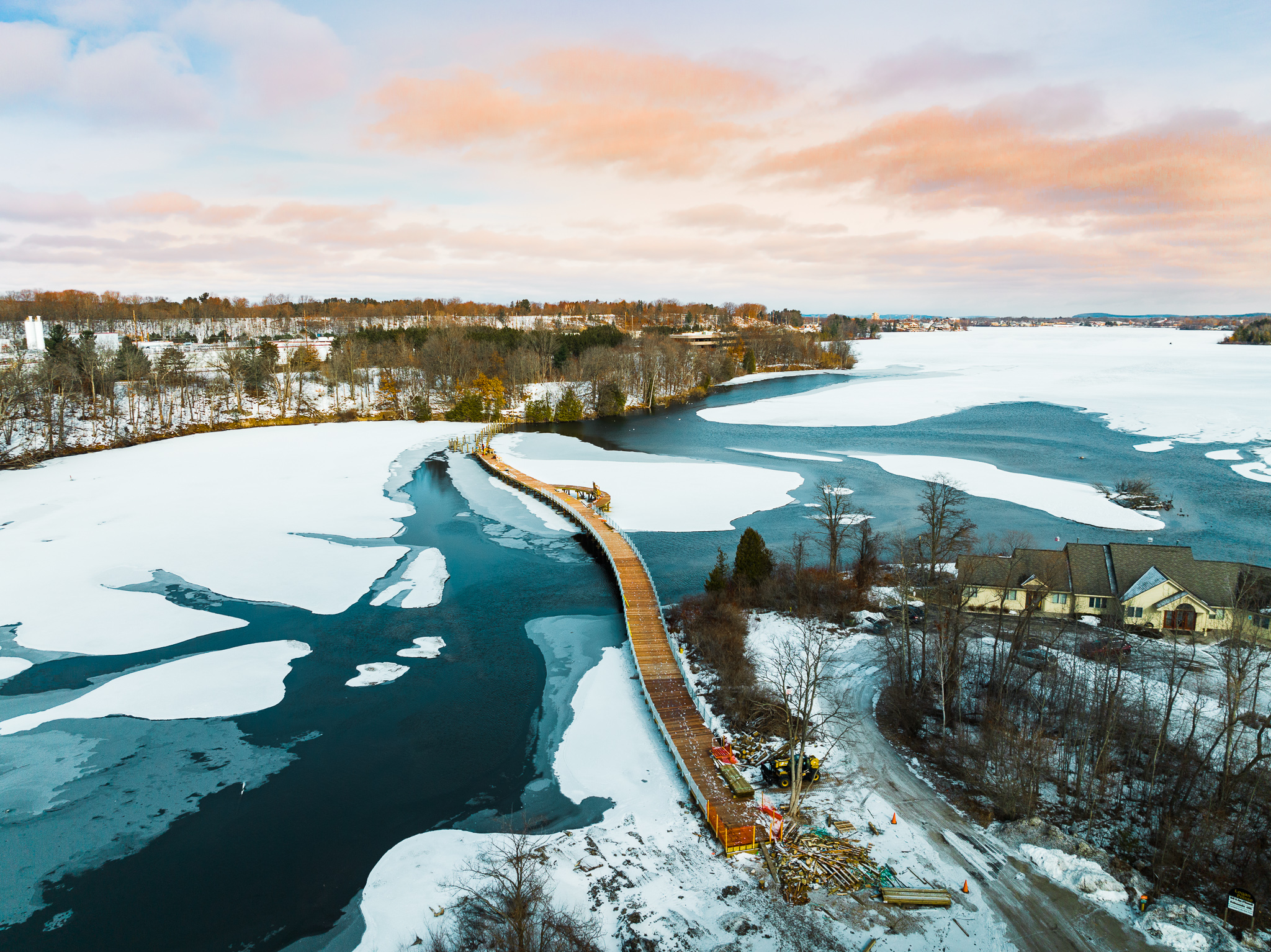 aerial image of construction of the West Boardman Lake Loop